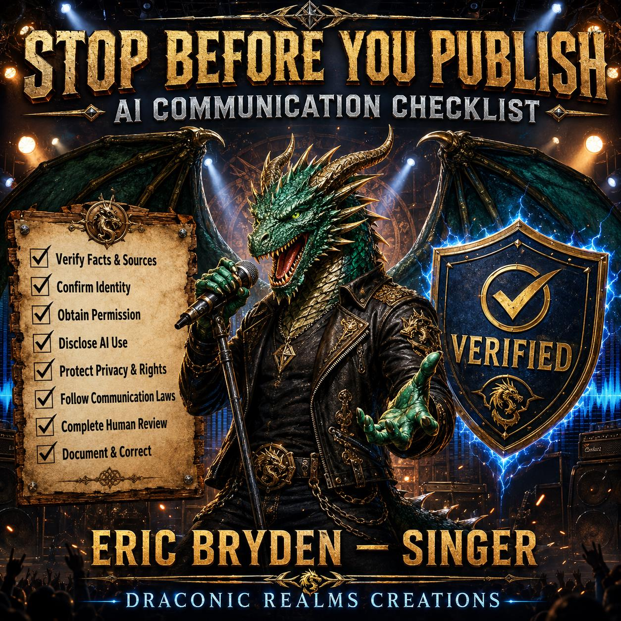 STOP Before You Publish song cover artwork for the Draconic Realms Creations AI case study.